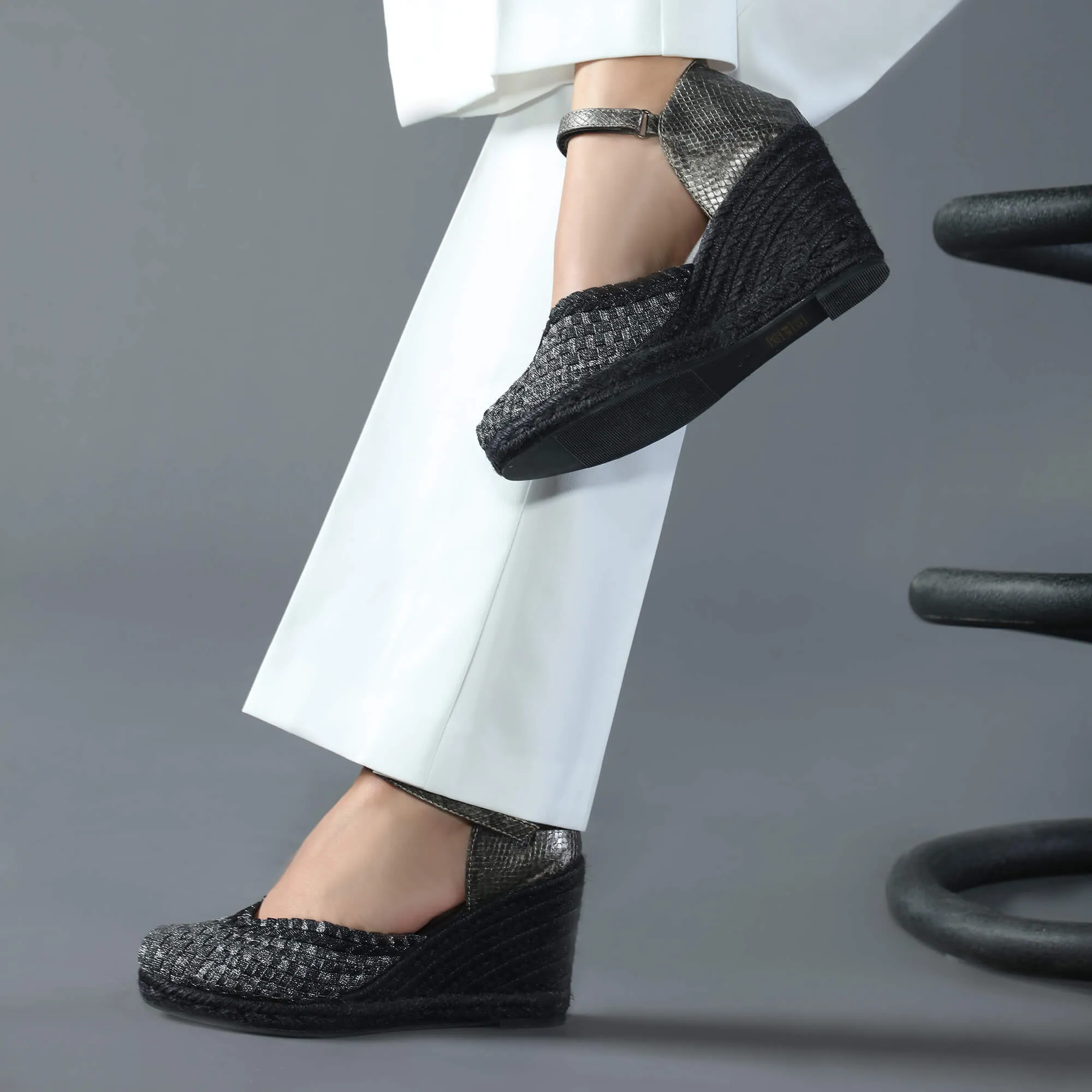 Zaira Black & Silver Espadrille