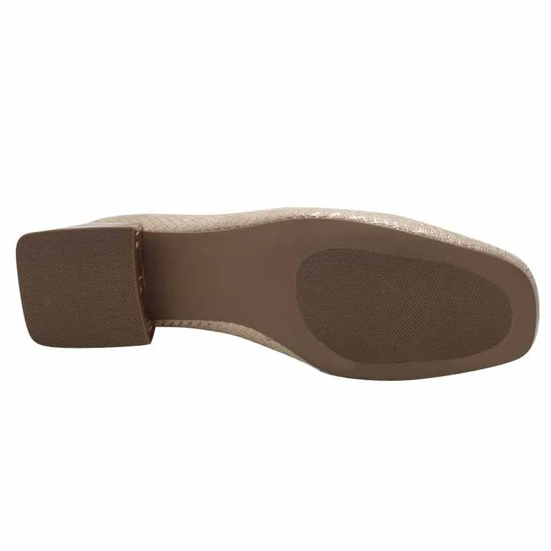 Zanni & Co Womens Gold Dressy Low Heel Loafer- Laocai