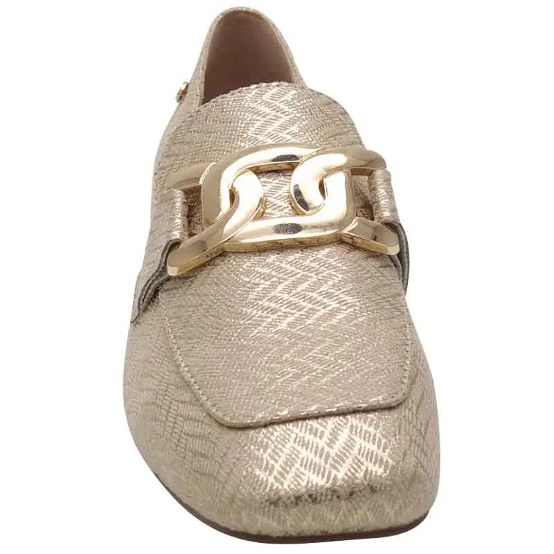 Zanni & Co Womens Gold Dressy Low Heel Loafer- Laocai