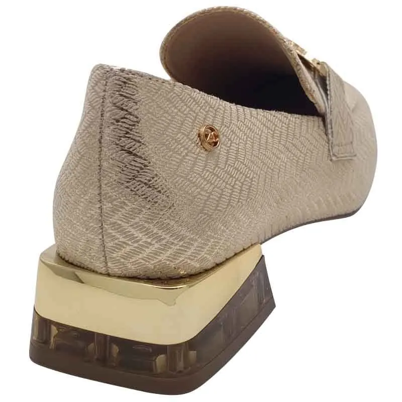Zanni & Co Womens Gold Dressy Low Heel Loafer- Laocai