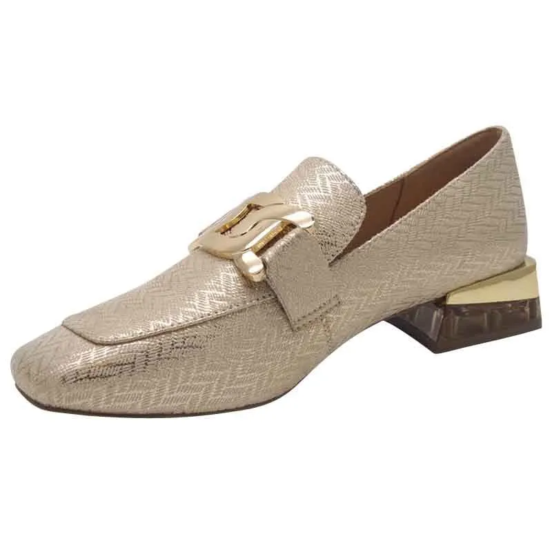 Zanni & Co Womens Gold Dressy Low Heel Loafer- Laocai
